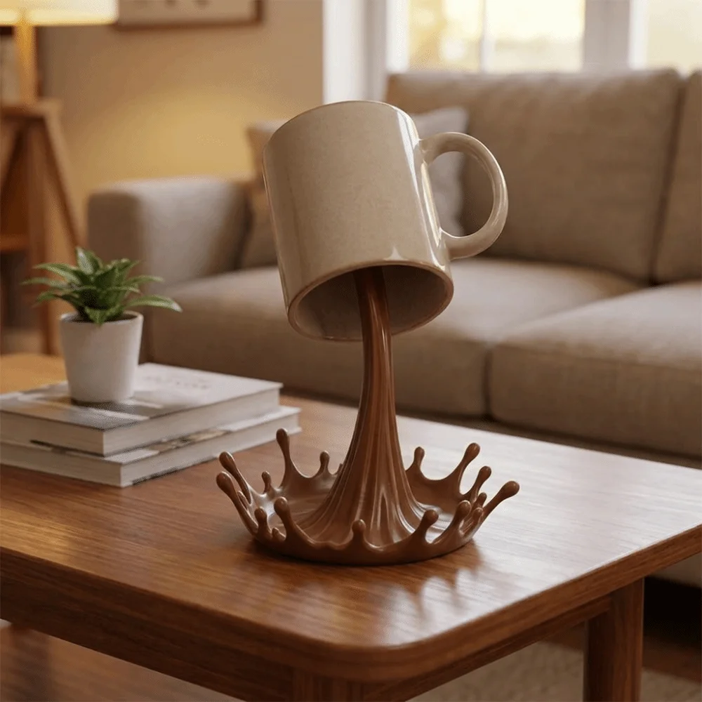 3D Printed Water Splash Shaped Cup Holder Creative Plastic Milk Splash Cup Rack Water Spray Cup Holder Table Decoration