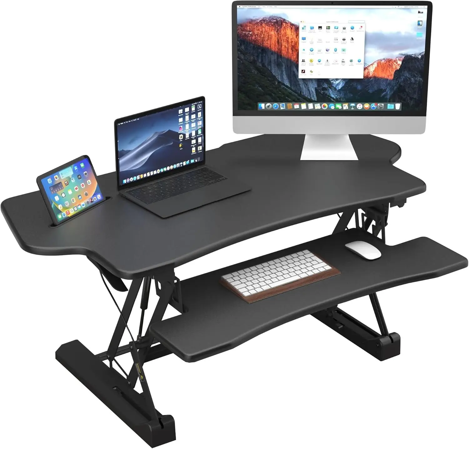 Height Adjustable Standing Desk Converter, Extra Large 48” Wide Tabletop for Dual Monitors, Stand Up Desk Riser to 19.5