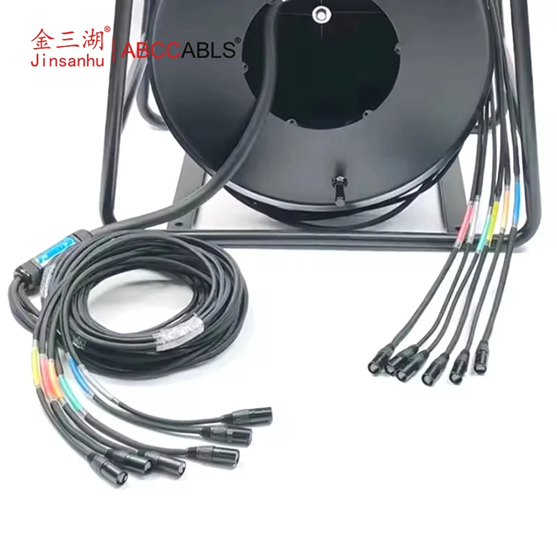 ABCCABLS High Quality 6 Channel CAT6 SFTP Multi-Core Network Cable with Reel, RJ45 Stage Audio/Video Control Snake Cable