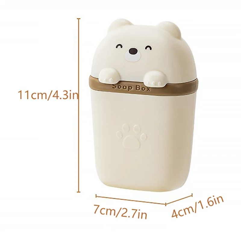 Cartoon Bear Portable Soap Dish Sealed Storage Box Waterproof Travel Home Bathroom Soap Box Camping Portable Storage Soap Box