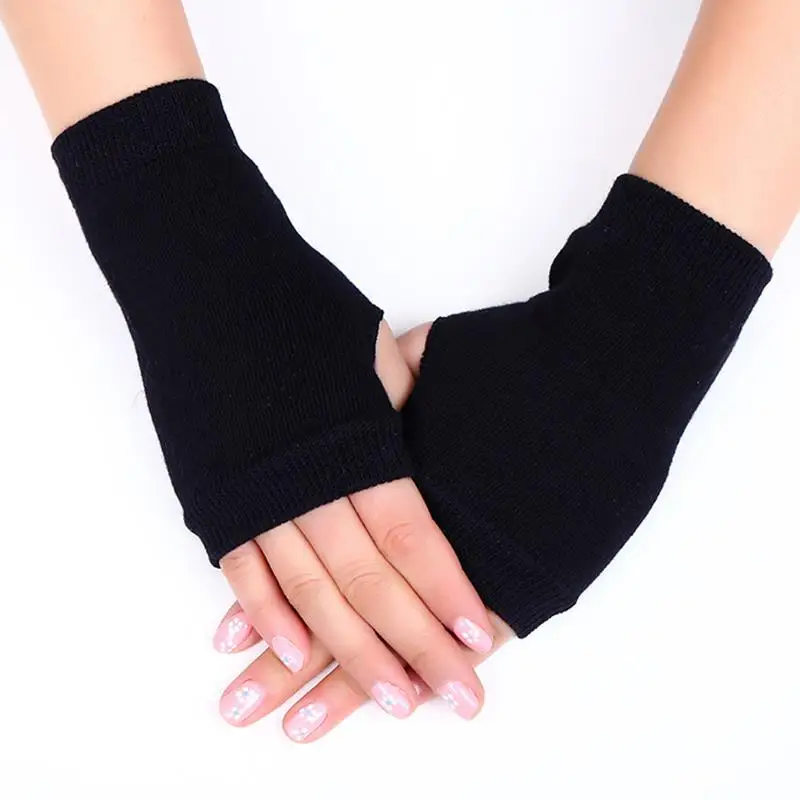 Women Knitted Hand Warmer Winter Gloves Arm Crochet Knitting Faux Wool Mitten Warm Fingerless Glove Half-finger Women Gloves