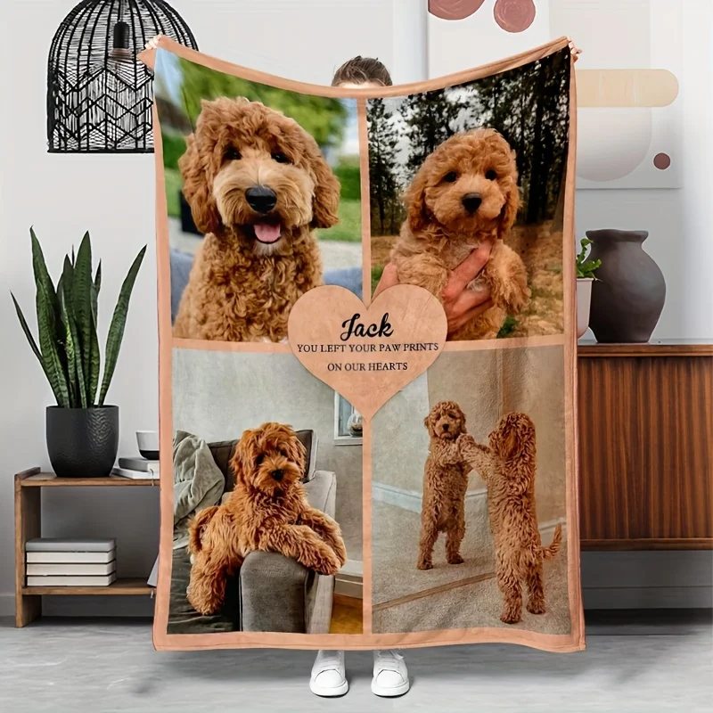 Personalized Custom Pet Photo Blanket, Pet Throw Blanket, Custom Gift for Couples and Family Memories, Unique Souvenir Present