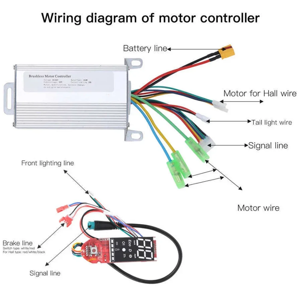 Kit controller cruscotto Kit faro fanale posteriore 1 set 350W 36V Accessori Cruscotto scooter elettrico funzionale