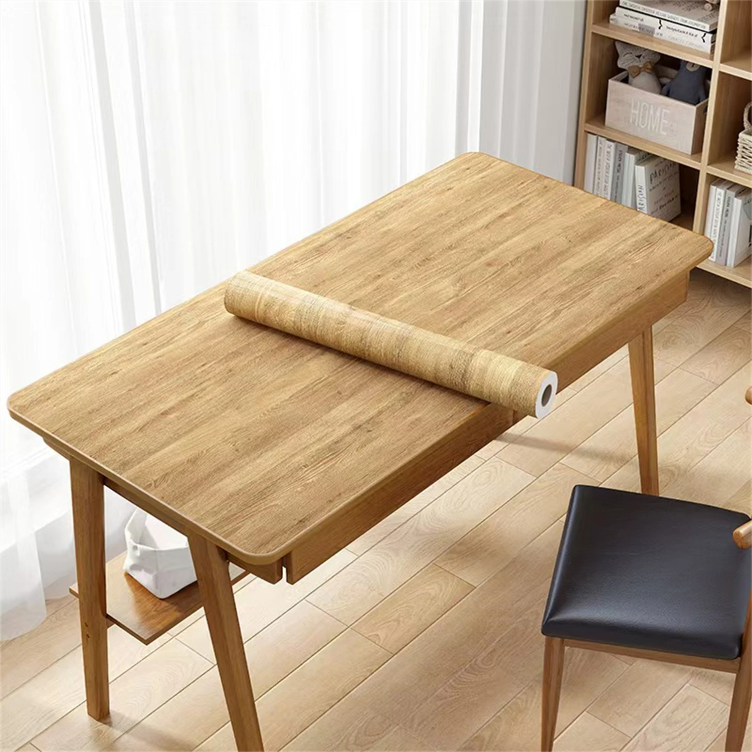 PVC Oil-proof Wood Grain Sticker Self-adhesive Wallpaper for Kitchen Countertop, Furniture, Cabinet, Table, Wall Renovation, 1 R