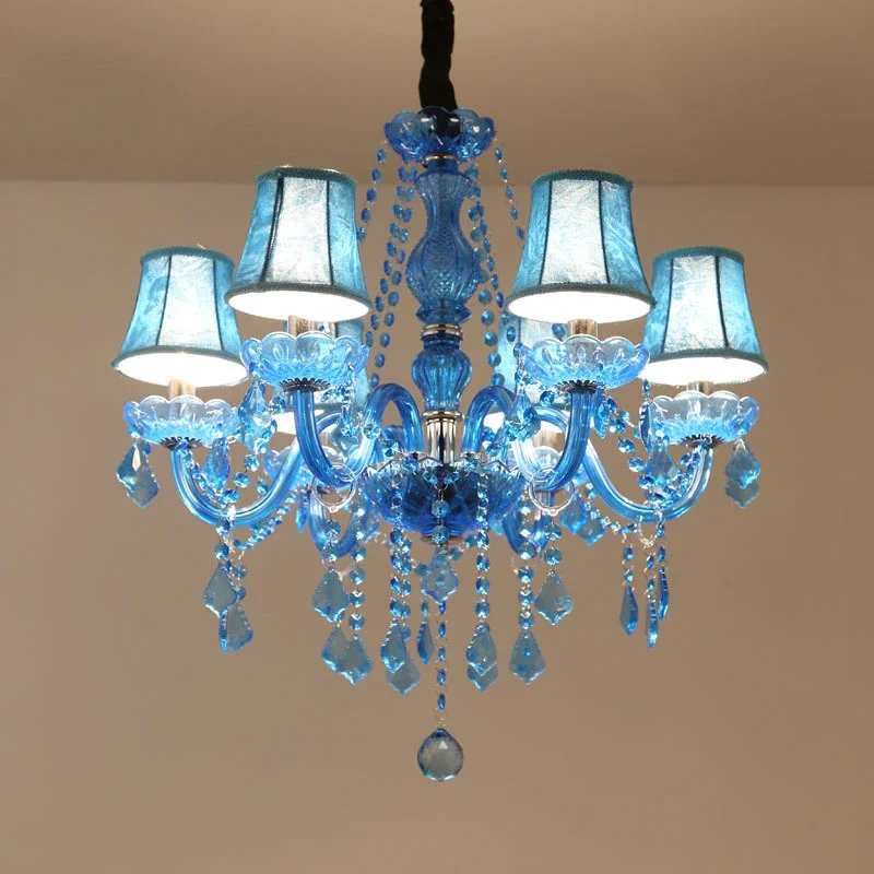 DEBBY European Crystal Pendent Lamp Blue Candle Lamp Luxury Art Living Room Restaurant BedroomVilla Hotel KTV Chandelier image 5