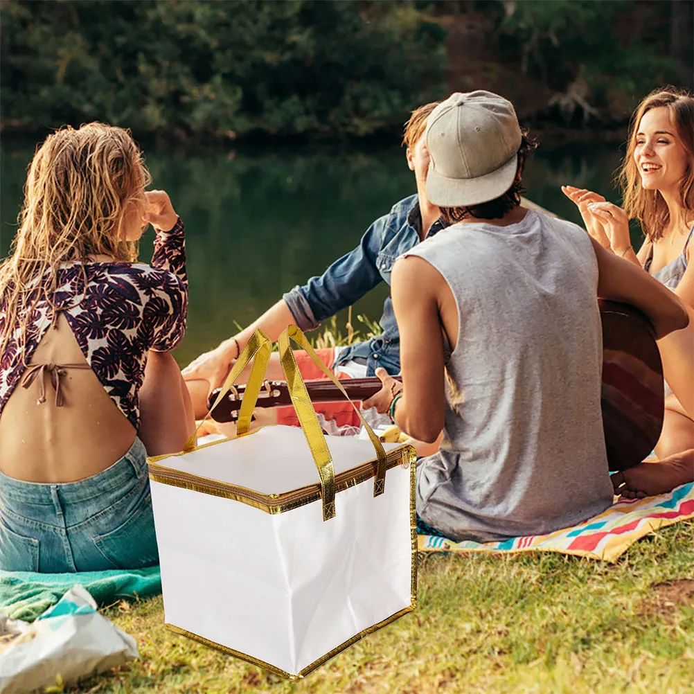 

2pcs Insulated Cake Waterproof Nonwoven Tote For Catering Takeout 2 Cakes 11.79X11.79X10.61In Grocery Cooler Reusable Large