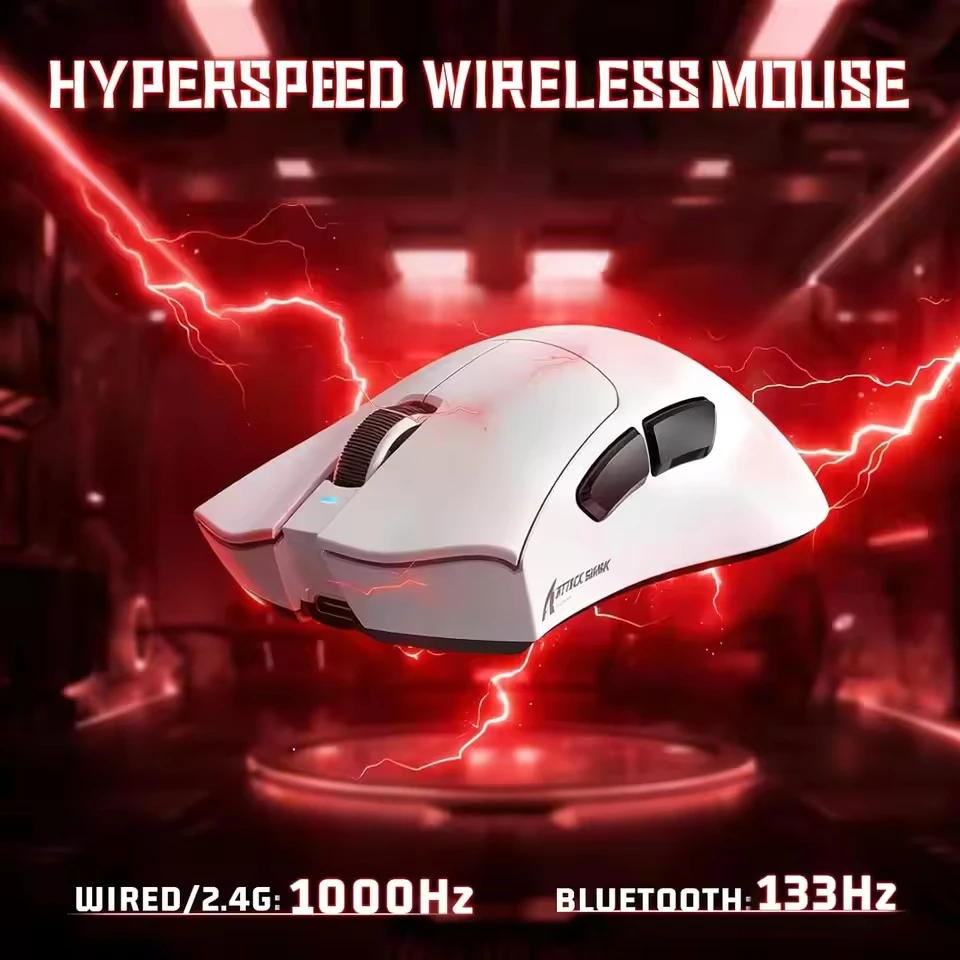 Attack Shark V3 Gaming Mouse Bluetooth Wireless, Tri-Mode, PAW3311&25000 DPI, 1KHz Polling Rate,Lightweight 65g, 500mAh Battery
