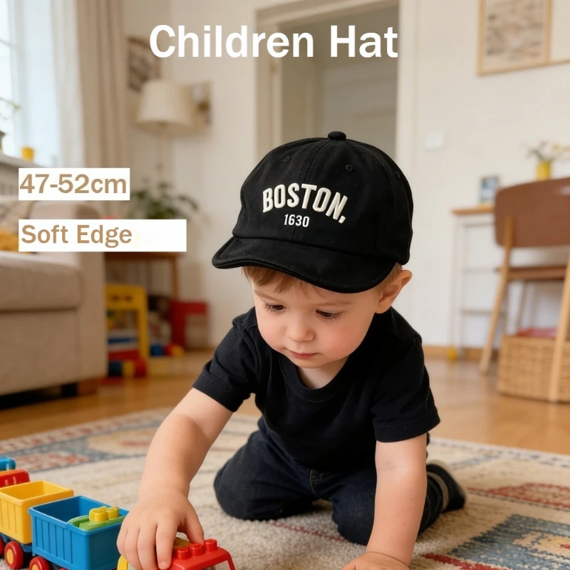Kids Hat Spring Summer 47-52cm 1-5 Years Letter Soft Brim Baby Cap Toddler Baseball Cap Boys Girls Sun Hat