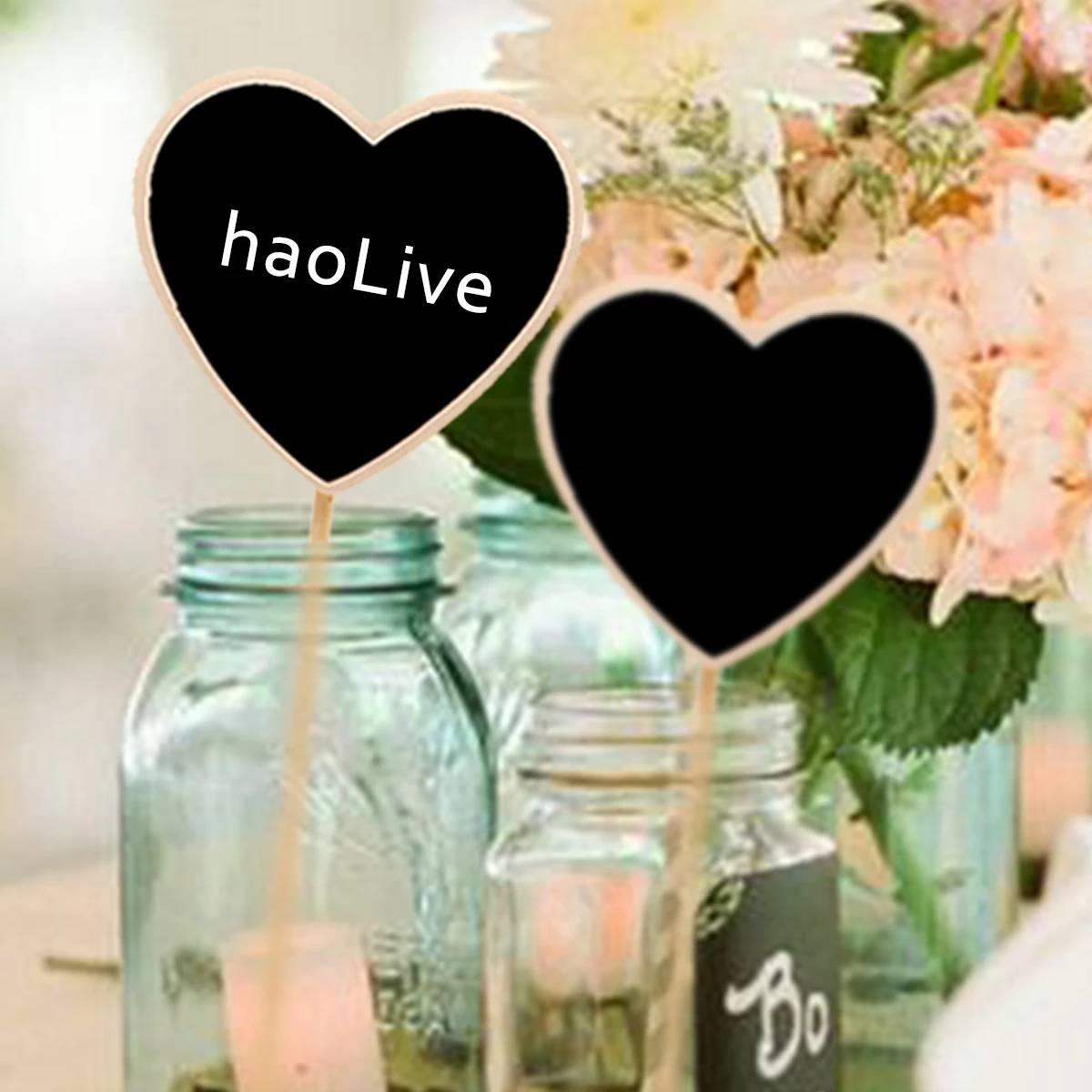 

20Pcs Heart Shaped Wooden Mini Chalkboard Toppers Creative Blackboard Signs Garden Flower Labels Plant Tags Wedding Decorations