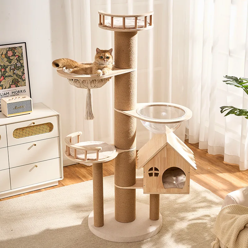 Log Tree House Solid Wood Cat Climbing Frame Space Capsule Does Not Occupy An Area of Multi-functional Luxury Cat Nest