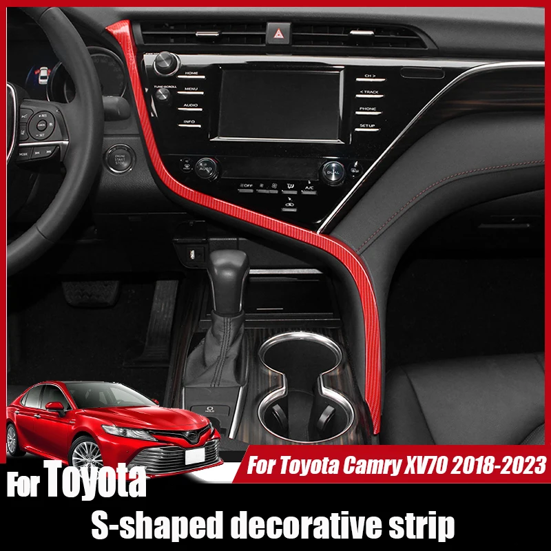 

Для Toyota Camry XV70 2018 2022 2023, S-образная декоративная полоса на центральной консоли, декоративная полоса, внутренняя модификация
