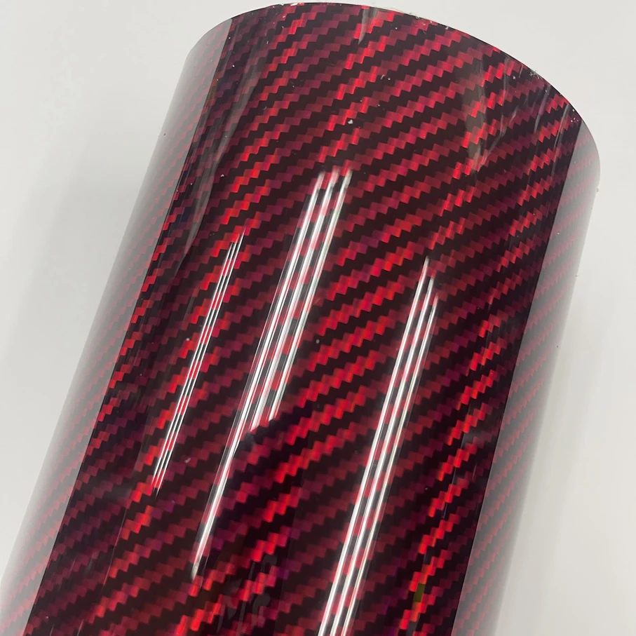 ملصق تعديل لصائق السيارة ، لامعة عالية ، قوس قزح أحمر ، PET ألياف الكربون 5D ، التفاف فيلم الفينيل ، اكسسوارات الدراجات النارية #2