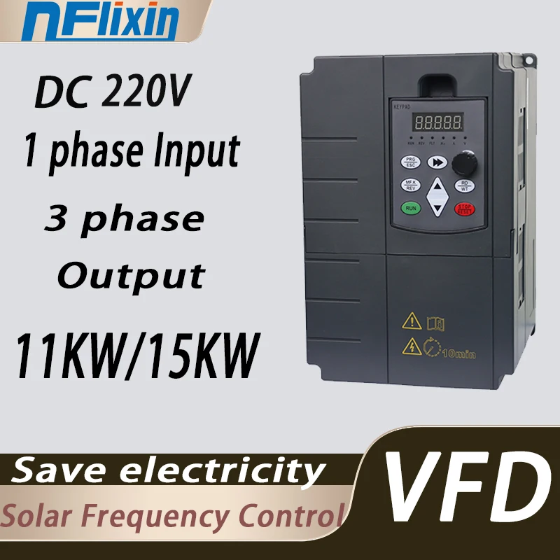 DC200V-400V 11/15/18.5/22/30/37/45/55KW Control Frequency Converter For 220V Solar Pump Three Phase Inverter With MPPT Control