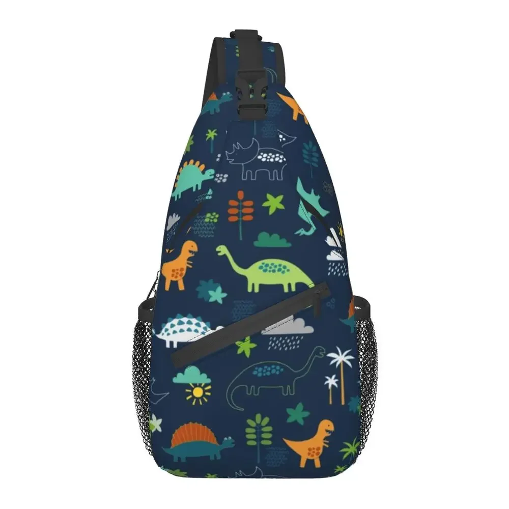 

Fashion Dinosaur Land Sling Bag for Cycling Camping Men Cute Dino Pattern Crossbody Chest Backpack Shoulder Daypack