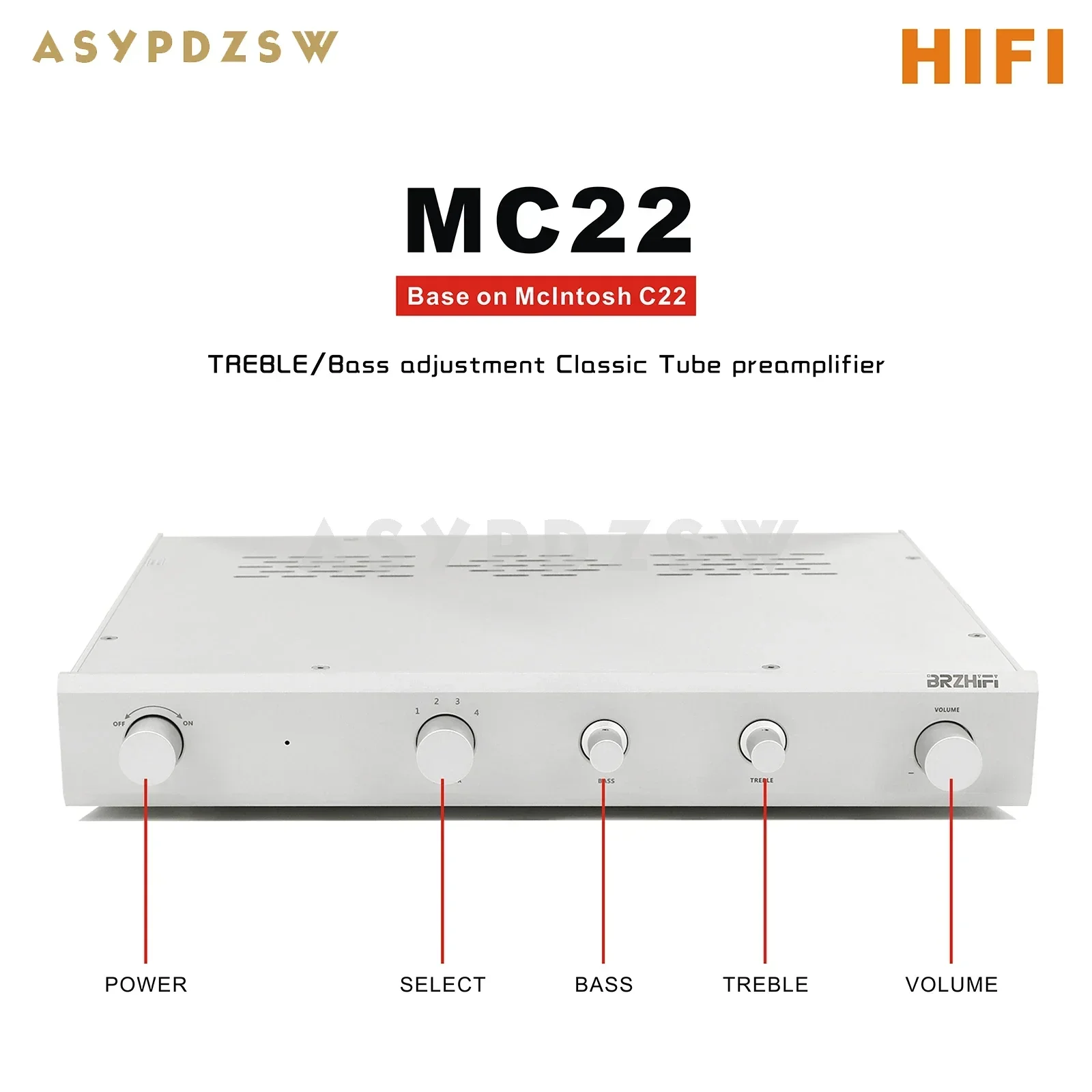 HIFI Classic MC22 ECC83 Ламповый предусилитель на McIntosh C22 с регулировкой TREBLE/Bass