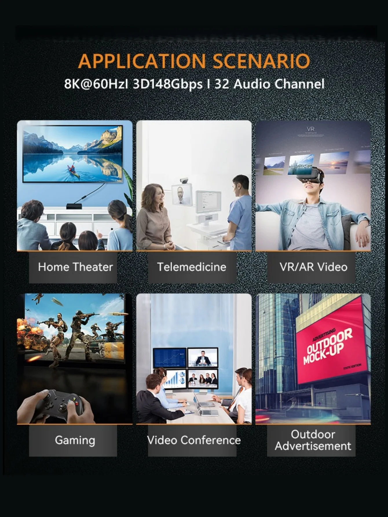 كابل HDMI 8K وكابل تلفزيون عالي الوضوح 8K مناسب للتلفزيونات PS5، وشاشة Xbox، والإيثرنت، وما إلى ذلك.