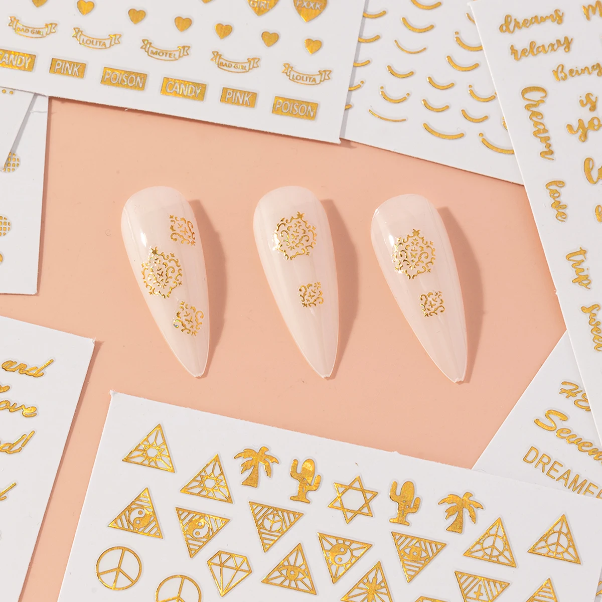 12 szt. Gotyckie Czarne Białe Złote Litery Naklejki na Paznokcie Alfabet Samoprzylepne Slidery Ozdoby do Manicure Tatuażu