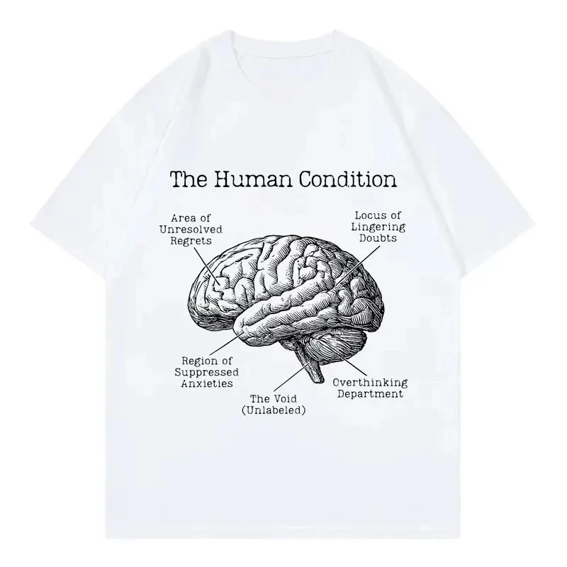 Lustiges T-Shirt mit anatomischem Gehirnmuster, kurzärmeliges T-Shirt im Retro-Stil, lässiges Sommer-Kurzarm-T-Shirt. Sommer-Streetwear