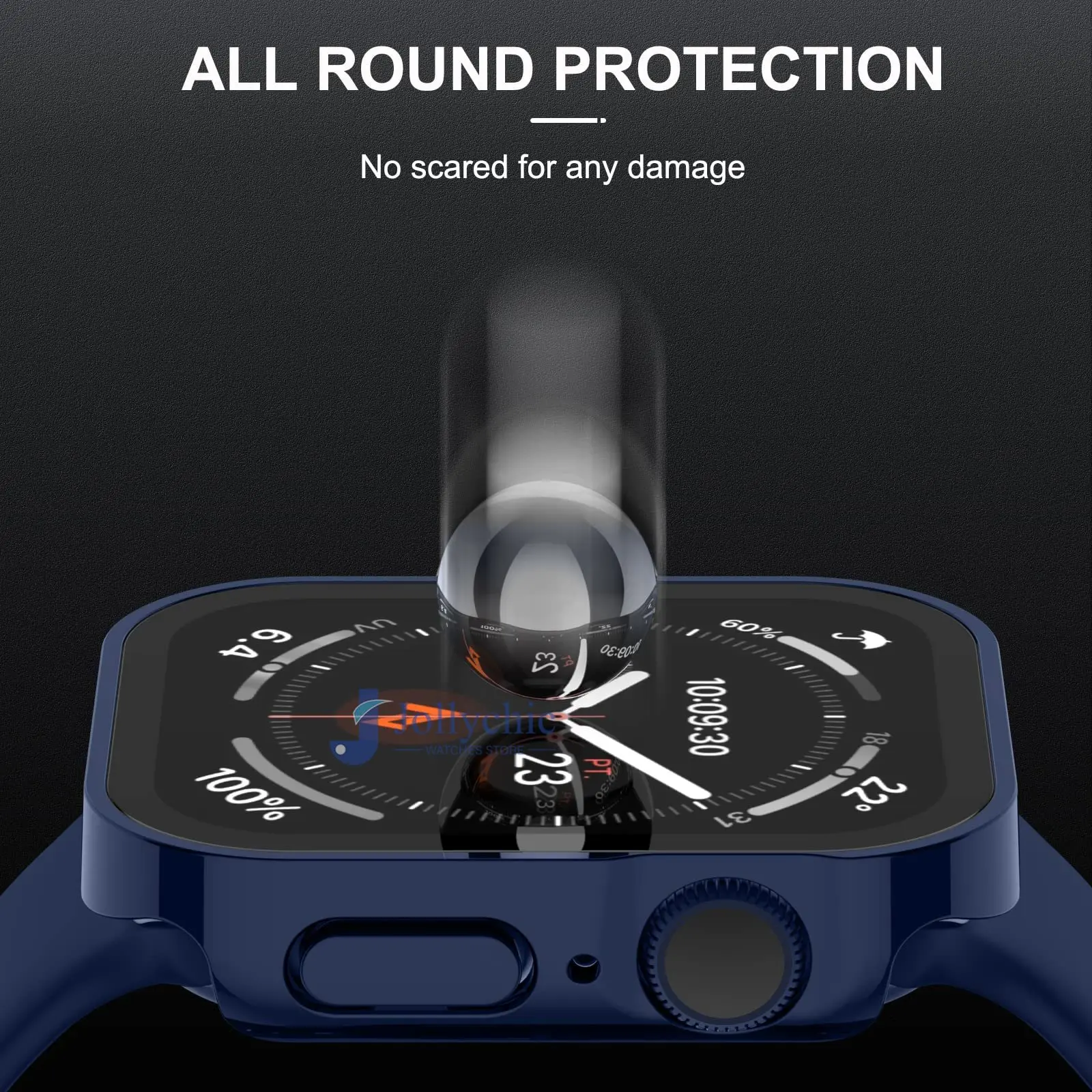 Waterproof Watch Case Tempered Glass for apple watch serie 8 7 cover 44mm 45mm protector Straight Edge For IWatch 6 SE 5 4