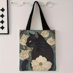 Cute Cat Shopping Bag Shopper Bags Tote Bag Reusable Large Capacity Kawaii Women Casual Shoulder Bag Handbag