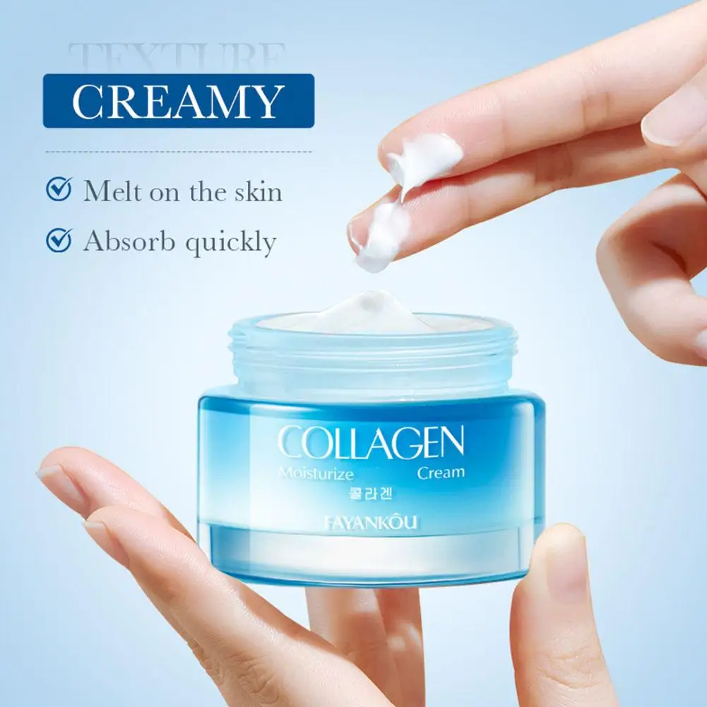50g Collagen Moisturize Cream Deep Nourish Plump Up Skin Fresh Texture Cream Make Skin Younger Korean Cosmetics Day/Night Cream