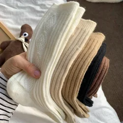5Pairs Casual Thick Cashmere Socks Women Girls Japanese Harajuku Solid Color Wool Sock Fuzzy Soft Thermal Home Sleeping Stocking