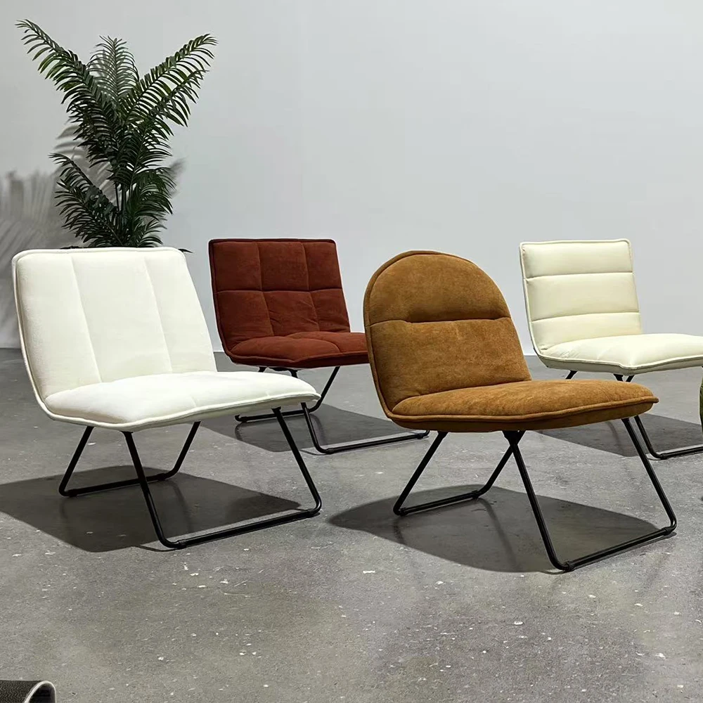 

Foldable Leisure Sofa Chair Iron Frame Heavy Duty 300lb Capacity Velvet Padded Seat Backrest Compact Storage Modern Bedroom