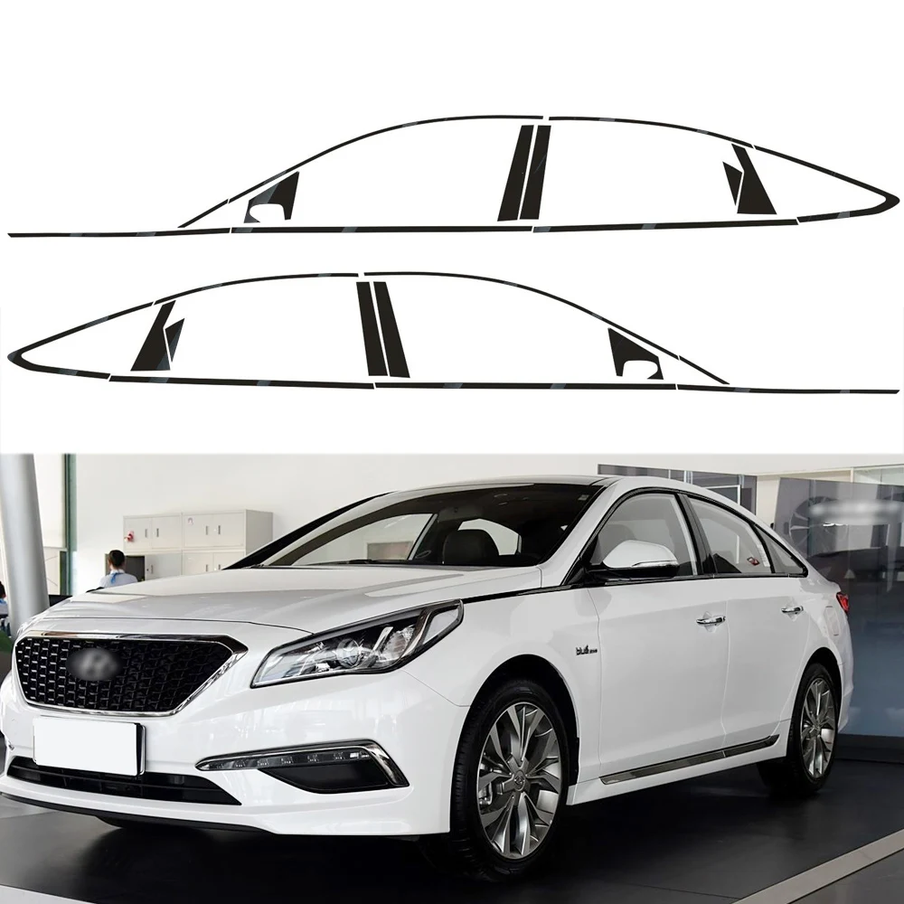 

Хромированная затемняющая накладка для Hyundai Sonata 9 LF 2015-2019, глянцевая черная наклейка на окно седана