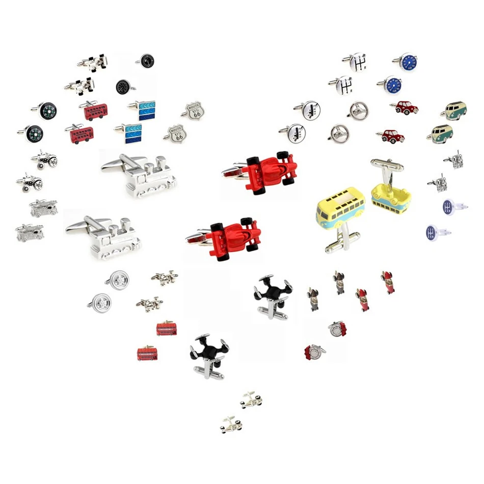 28 Designs Automobile Auto Cufflinks Men Cuff Links Shipping Car Racecar Bus Tractor Train Tank Fire Engine Gears Wheel