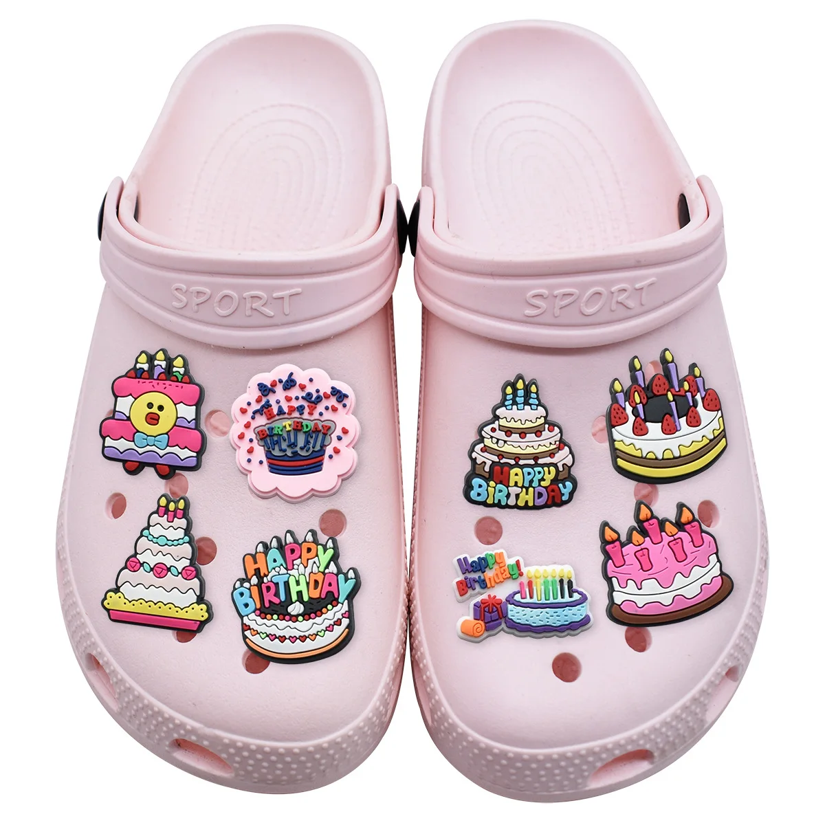 1pc Birthday Cake Shoes Charms for Crocs DIY Badge Clogs Buckle Kids Pins Decoration Jeans Shoe Accessories X-mas Wholesale