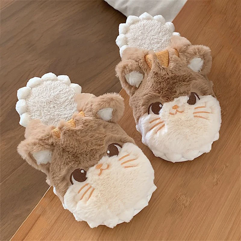 24-Stunden-Schnellversand Katzen-Spaß-Hausschuhe für Erwachsene Winter Flauschige Pantoffeln Paar-Hausschuhe 46 47 Damen Warme Tier-Katzen-Hausschuhe Rosa – Detail 24
