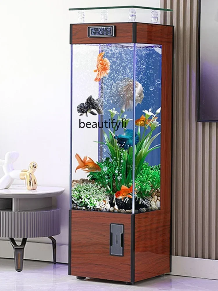 

Lazy Vertical Super White Glass Fish Globe Aquarium Living Room Small and Medium-Sized Home Floor Change Water