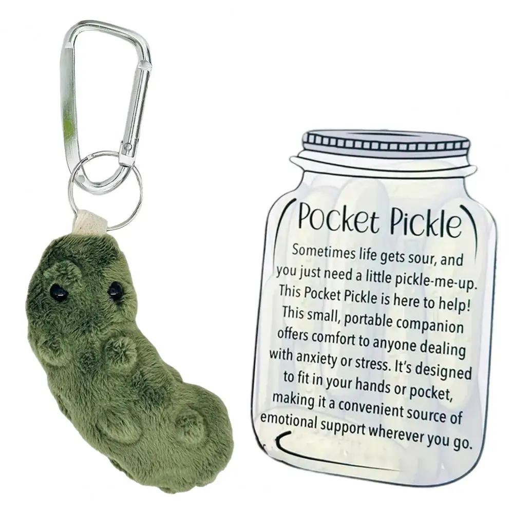 Emotional Pickled Cucumber Gift Handmade Pickle Plush Doll Keychain Pocket Comfort Toy Set for Anxiety Inspirational for Family