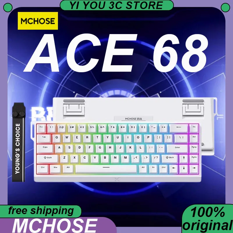 MCHOSE Ace68 Magnetic Axis Mechanical Keyboard Wired 68Keys Low Latency RT 8K Custom PC Esports Laptop Keyboards Ace 60 Pro