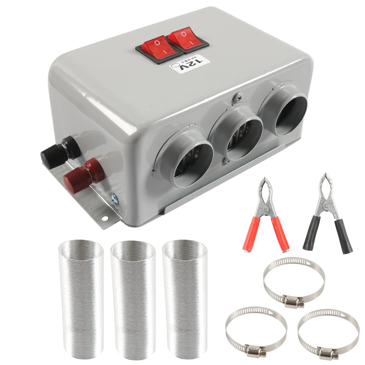 

800W 12V Car Heater for Diesel Trucks Buses Motorhomes Campers Caravans and Marine Applications with 3 Outlets