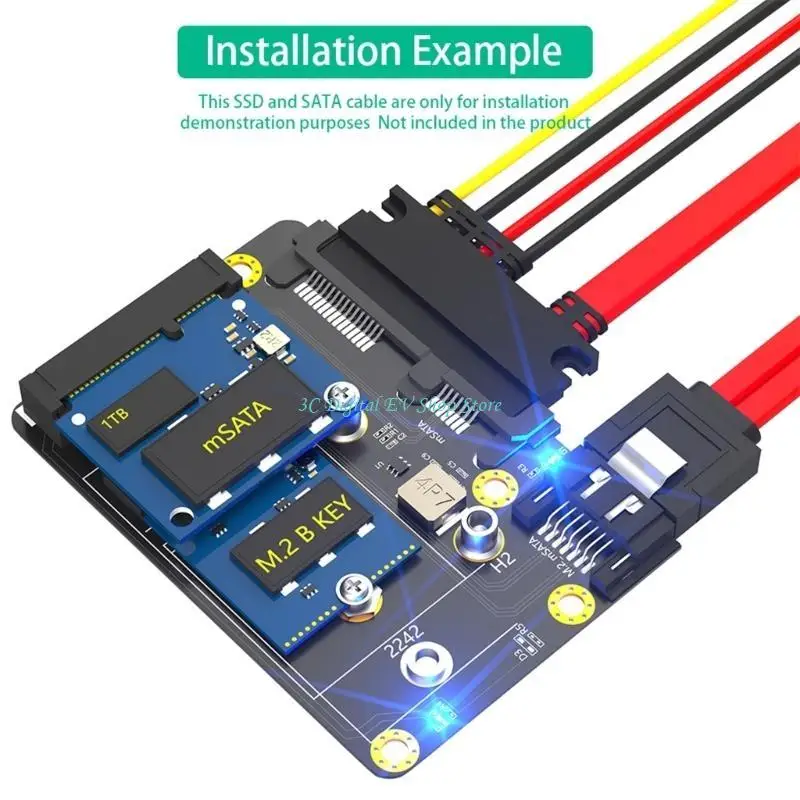 E74D M.2 NGFF mSATA to Adapters 2-in-1 NGFF mSATA Converters Reader Card