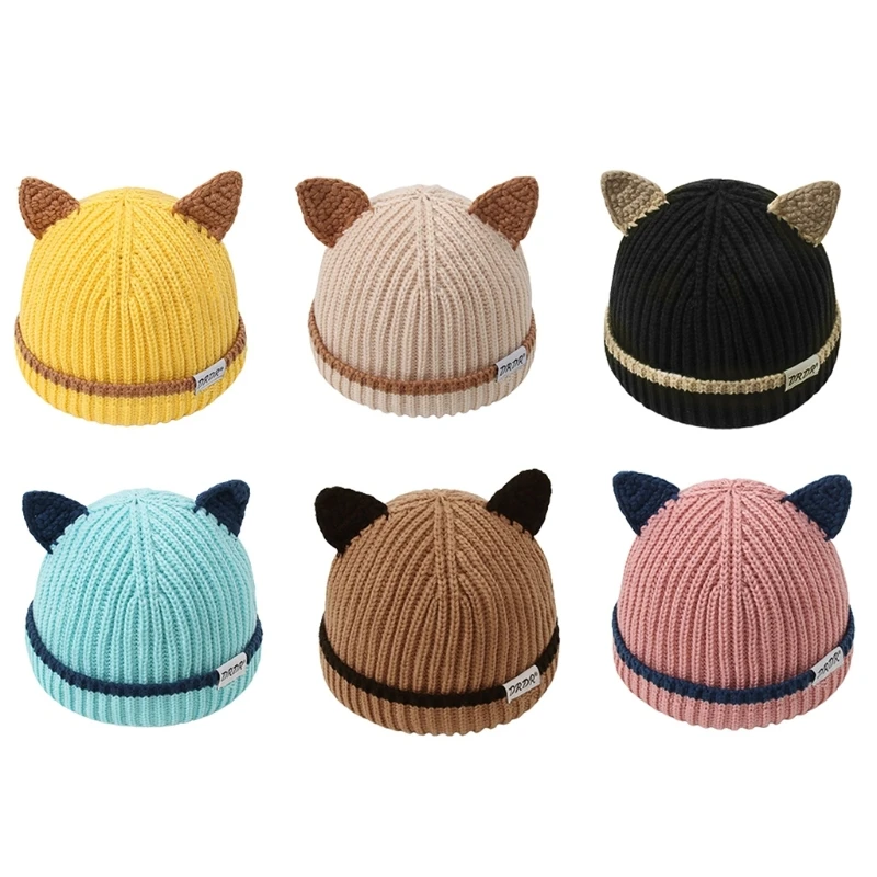 Fashion for Cat Ears Knitted Hat Baby Infant Woolen Hat for Outdoor Activit