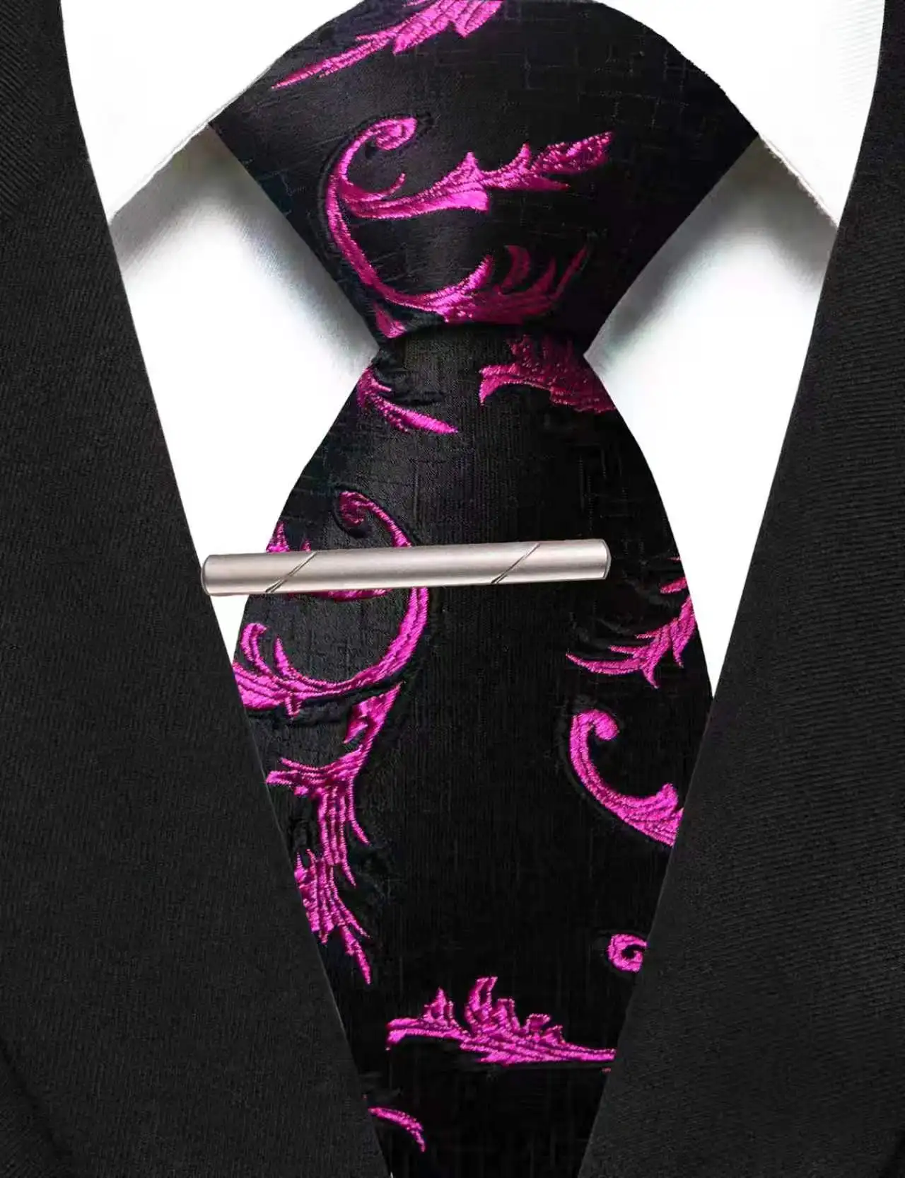 New Men's Casual Tie and Tie Clip Two-Piece Set, Groom and Best Man Business Office Wedding Party Gentleman Fashion Accessory Casual Versatile Tie Set, Men's Gift