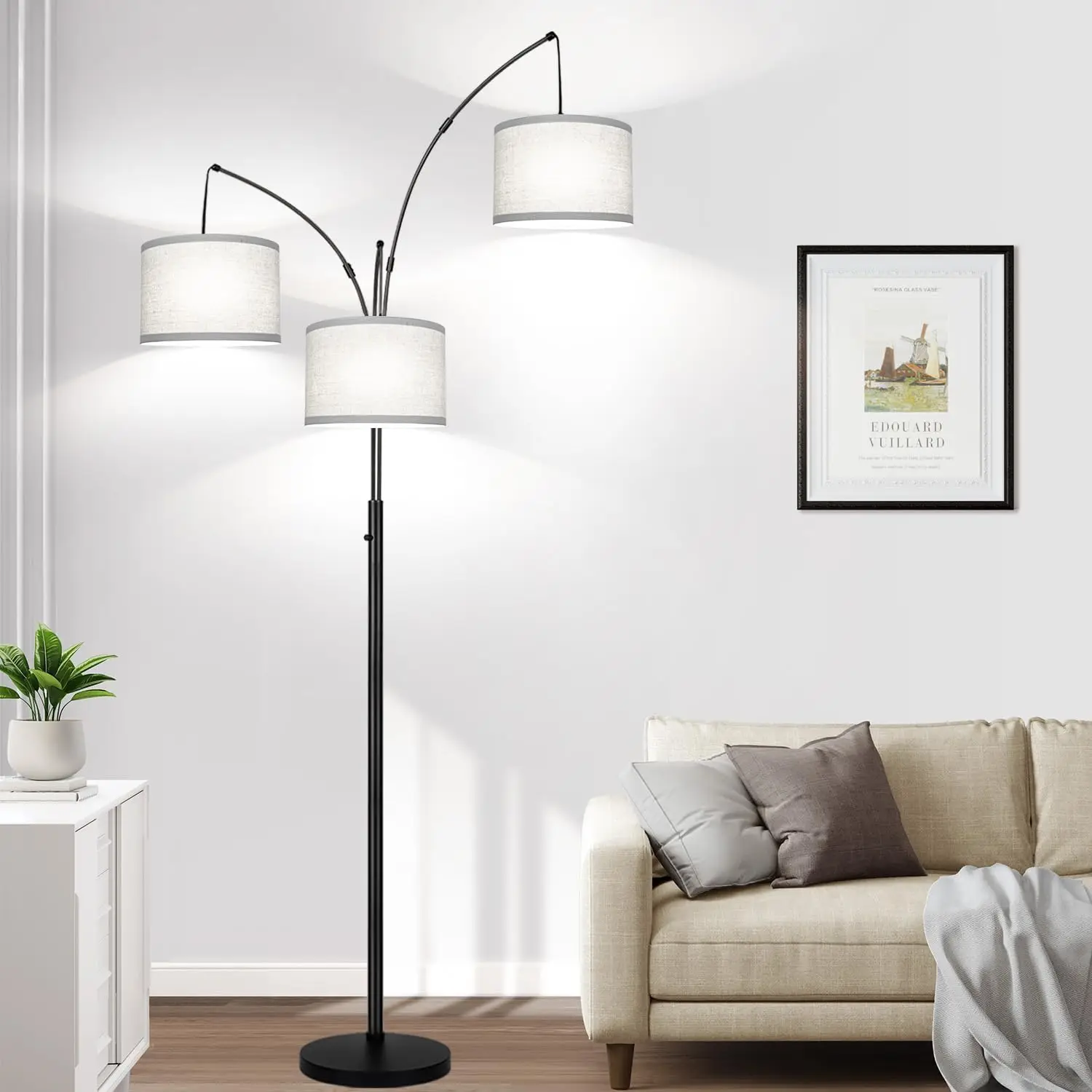 

Dimmable Arc Floor Lamp with 3 Lights, Modern Tree Design for Living Room & Bedroom, Includes LED Bulbs