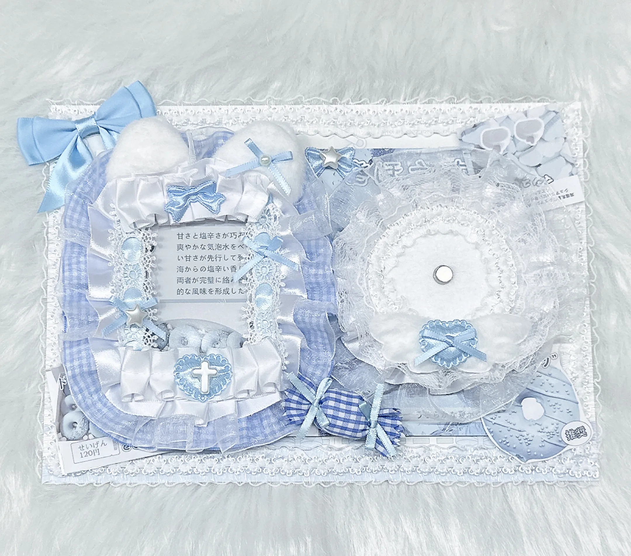 

Оригинальный синий плюшевый милый коллаж-пейнтборд ручной работы, готовый двухмерный пейнтборд, аксессуары для сумок Lta