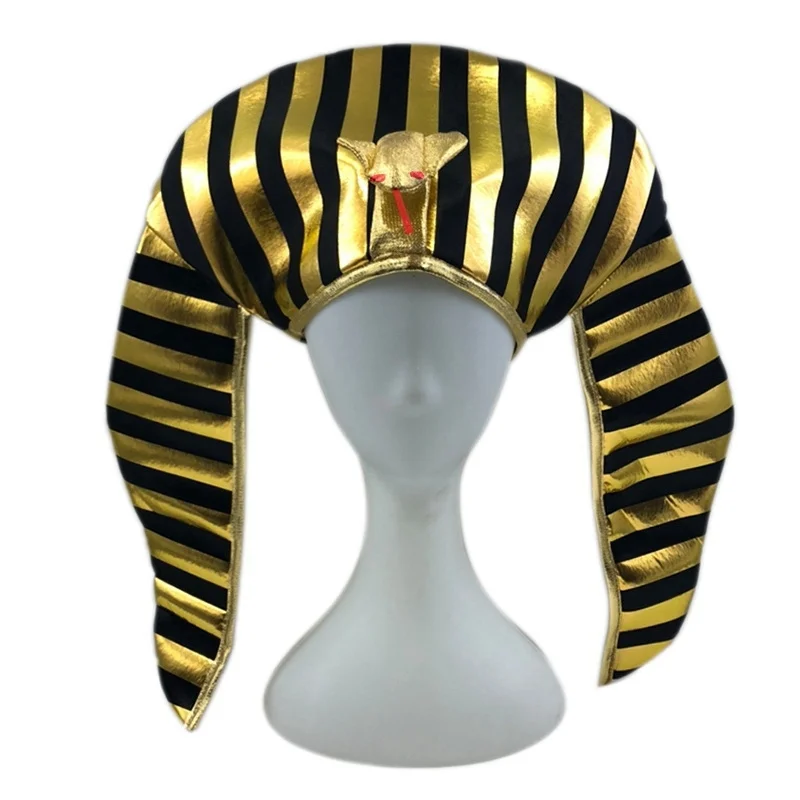 

ABMW-Egyptian Pharaoh Costume Pharaoh Hat Headpiece Gold-Plated Cobra for Halloween Dress Up Themed Supplies