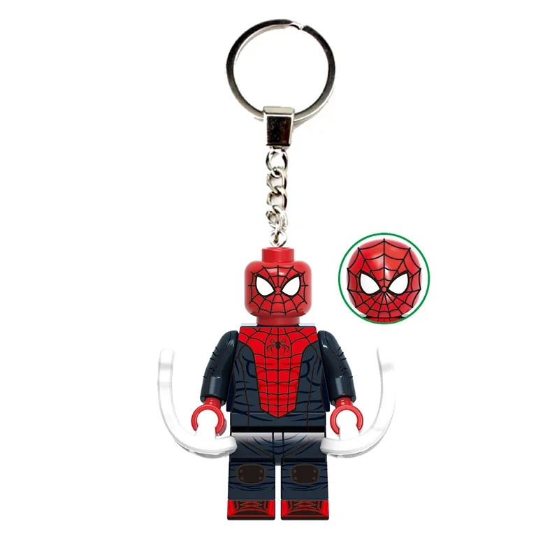 Marvel Spiderman men\'s and women\'s new creative cartoon puzzle assembled building blocks man-figure toy bag pendant keychain