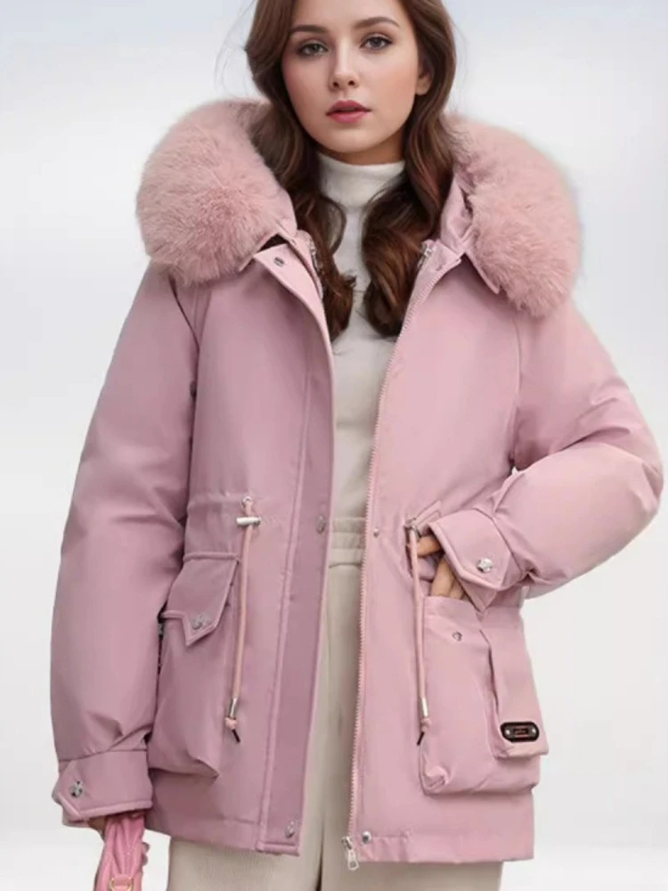 Winter Parkas Jacket Women 2025 New Fashion Korean Loose Hooded Thick Warm Casual Cotton Padded Coat Female Overcoat Casual Tops