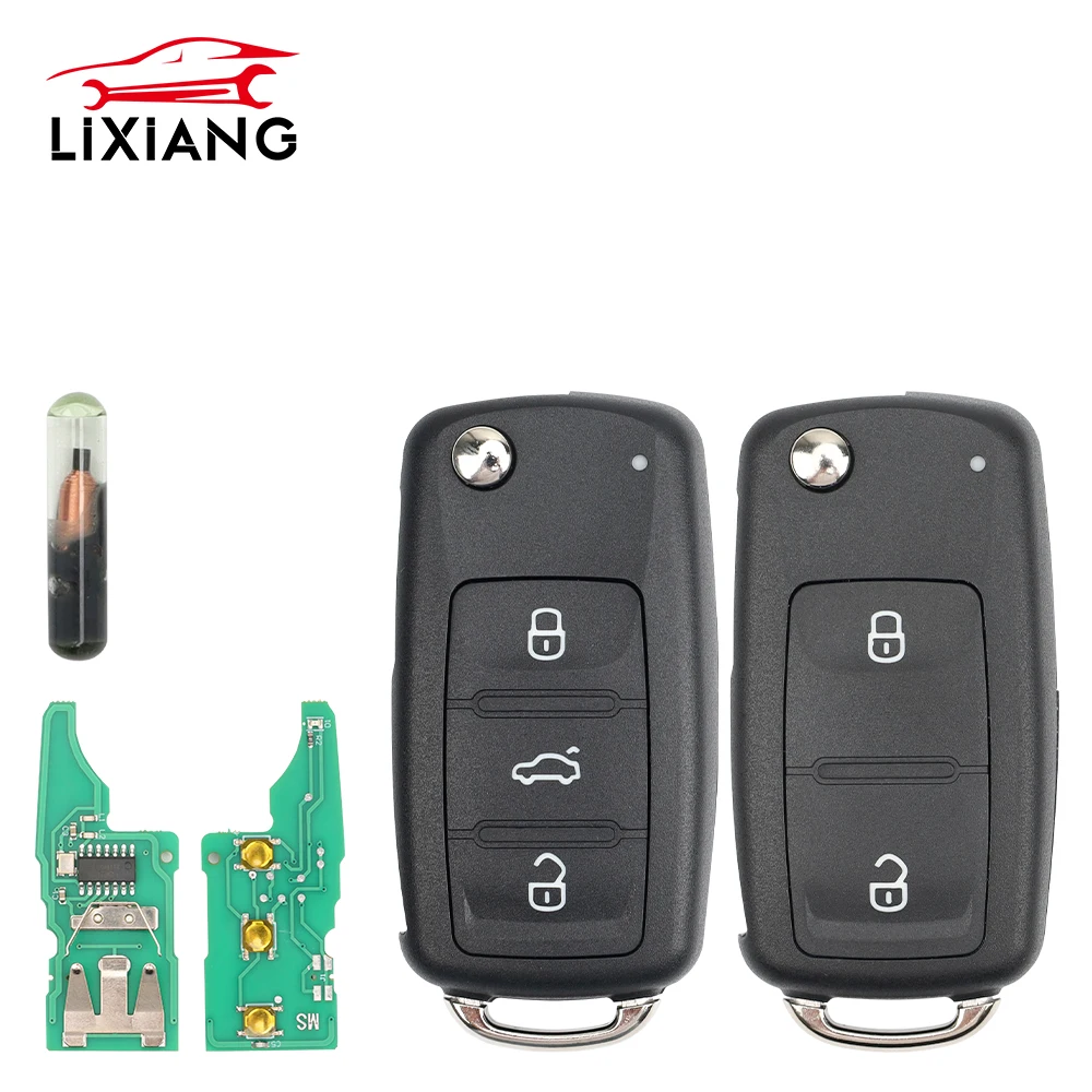 2 Pcs 5K0 837 202AD 433 ID48Chip 2/3 Button Remote Flip Key For VW Volkswagen Beetle Caddy Eos Golf Jetta Polo Scirocco Tiguan