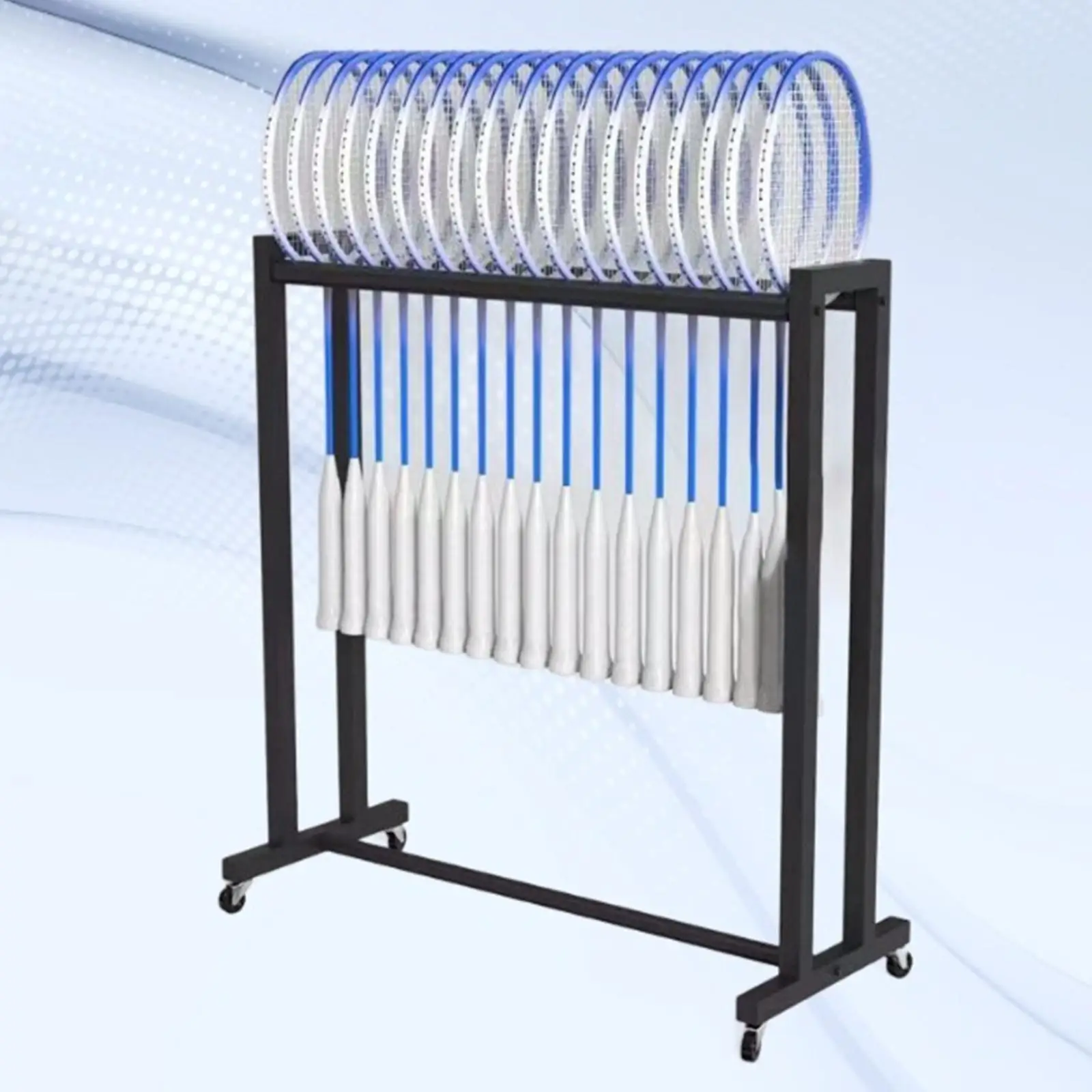 Badminton Racket Storage Rack Storable Organizing Stand Tennis Racket Display Rack Holder for Field Stadium Garden School Black