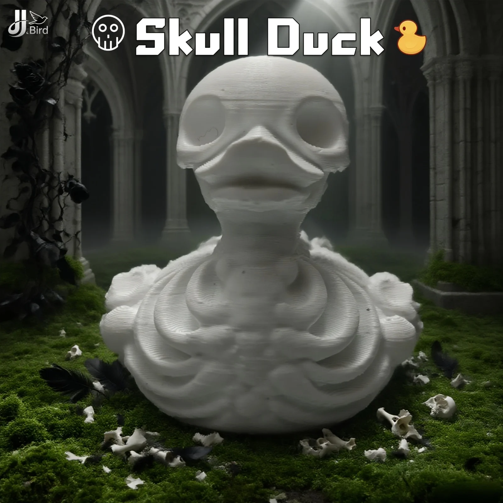 Skeleton duck figurine, Gothic skeleton garden style decoration, creative home decoration, dark art figurine sculpture