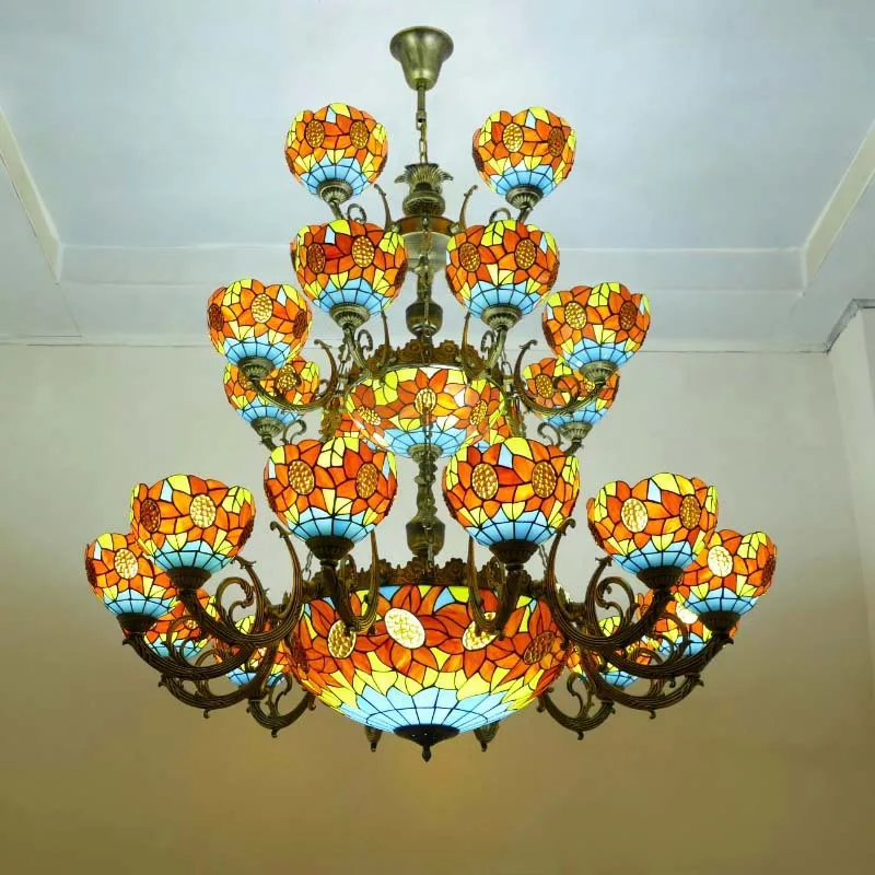 

Pastoral, Vintage, Colored, Glass, Bar, Chandelier, Creative, Bedroom