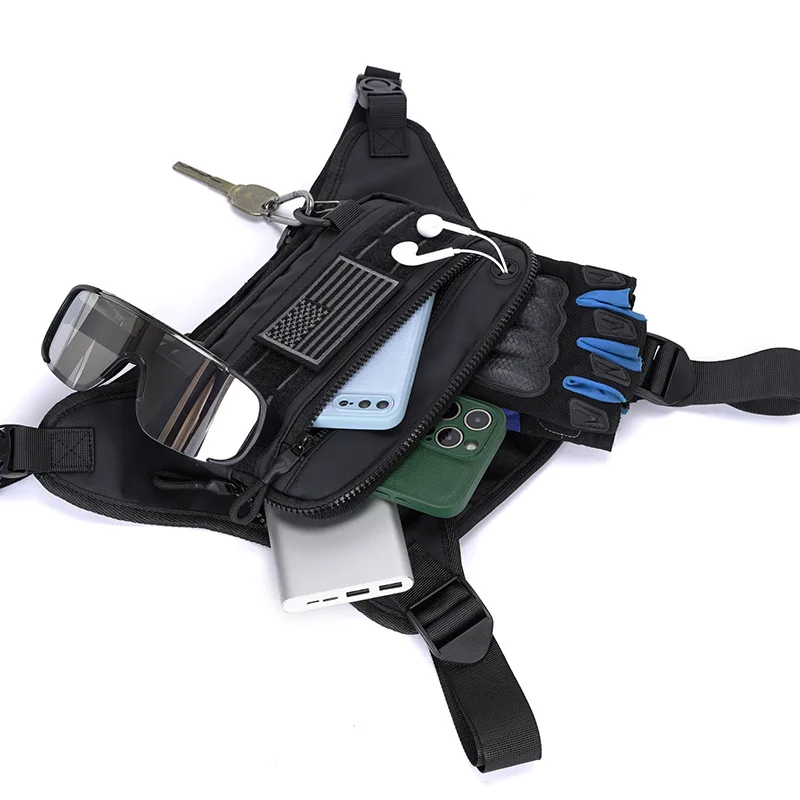 الرجال تشغيل حقيبة صدر للرجال الرياضة في الهواء الطلق متعددة الوظائف الجبهة تلاعب الصدر الحقيبة الدراجات سترة صيد الصالة الرياضية السفر التخييم على ظهره #2