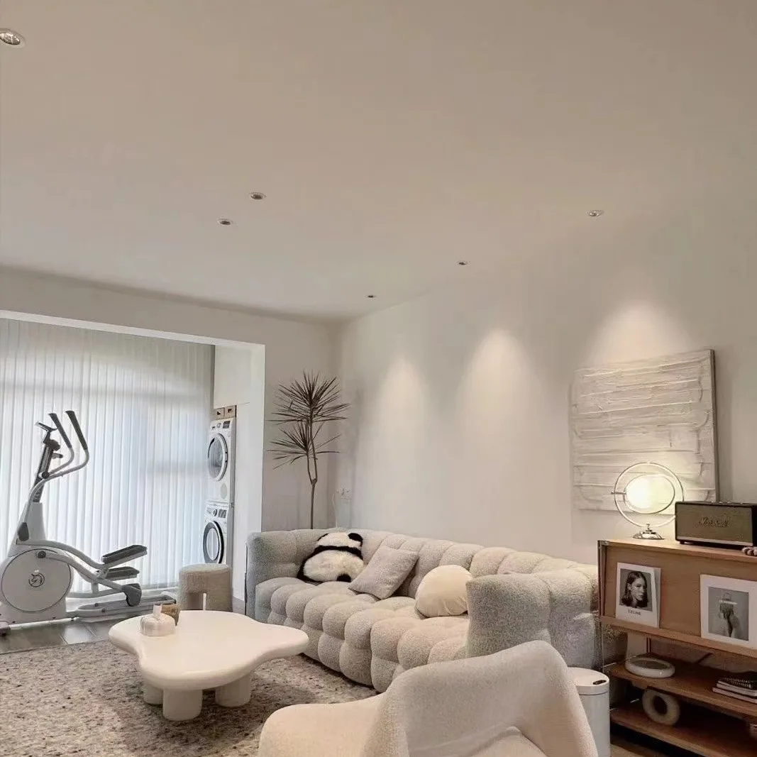 Nordic lamb wool sofa, retro simple lamb wool sofa