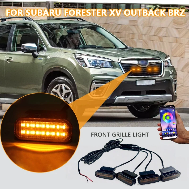 FOR SUBARU FORESTER XV OUTBACK BRZ white Front Grille Lights pickup grill light White Amber Light External Grille Lamps